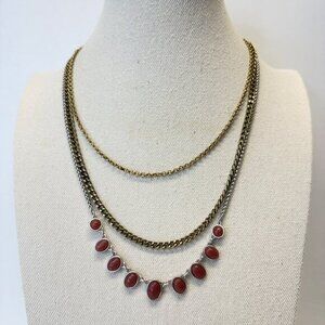 Lucky‎ Brand Layered Chain Necklace Gold-Tone Triple Boho Chunky